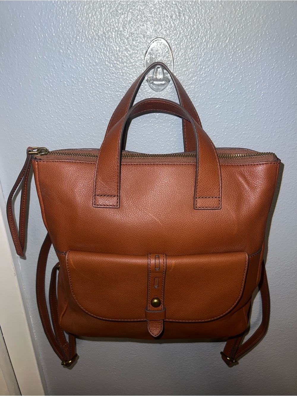 Fossil Cognac Leather Convertible Backpack - Picture 7 of 14